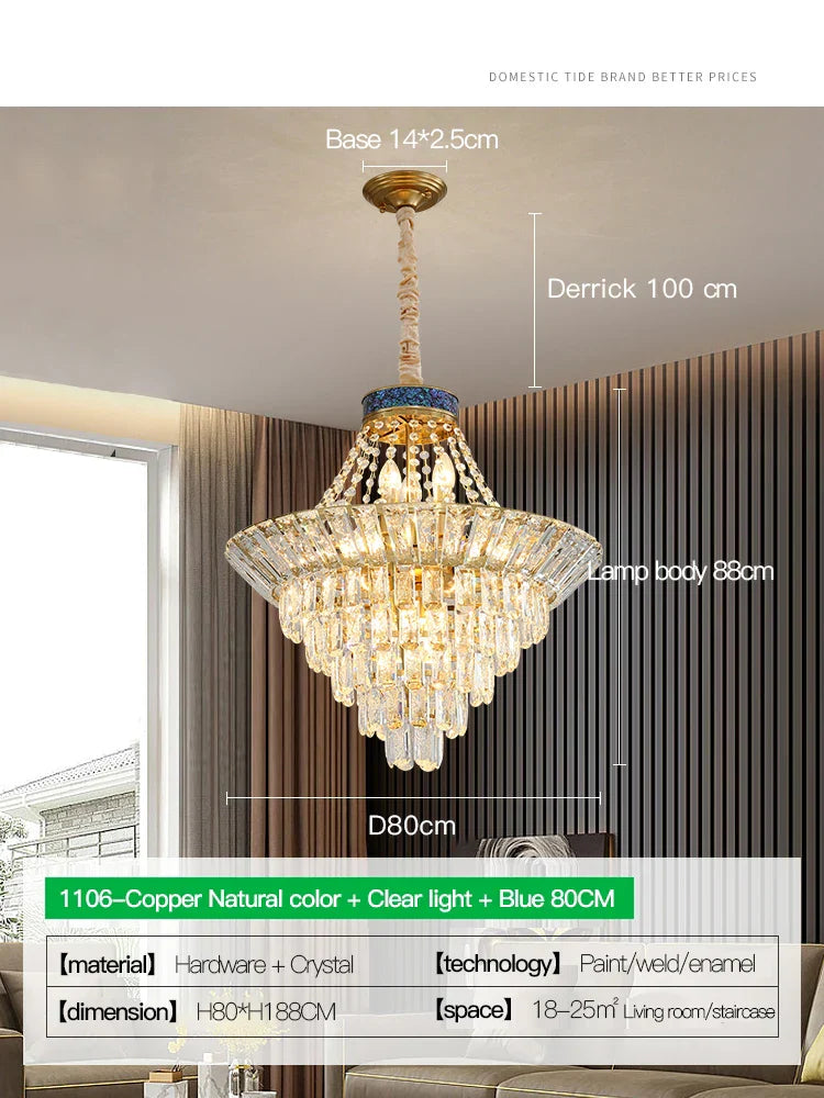 Crystal Duplex Chandelier: Modern & Elegant for Hotels, Villas, & Living Spaces