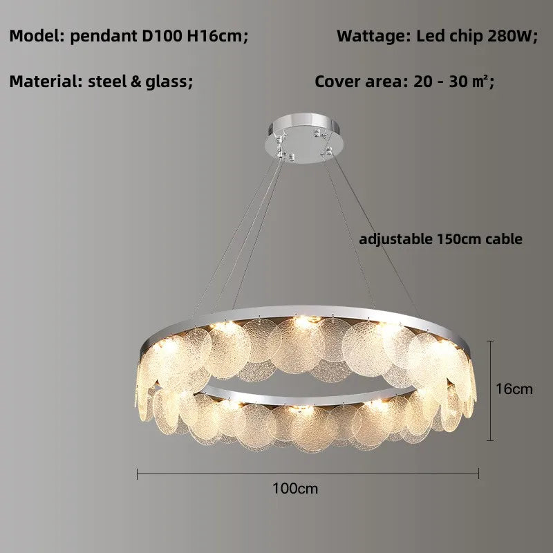 Modern Chrome Steel Ceiling Chandelier: Stylish LED Ceiling Lights for Living Room Décor