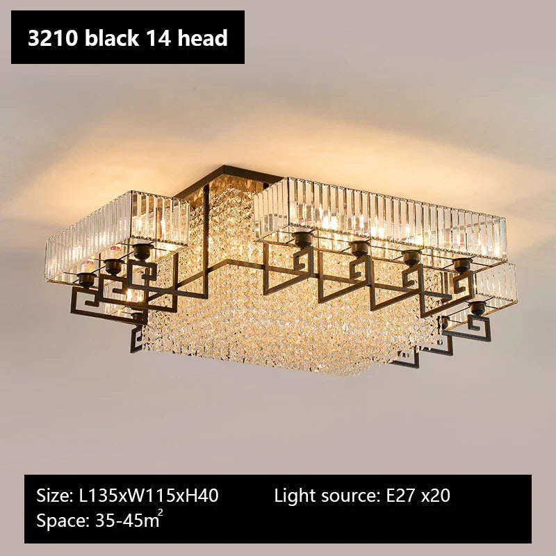 Crystal Rectangular Ceiling Light for Living Room, Bedroom, and Dining Room