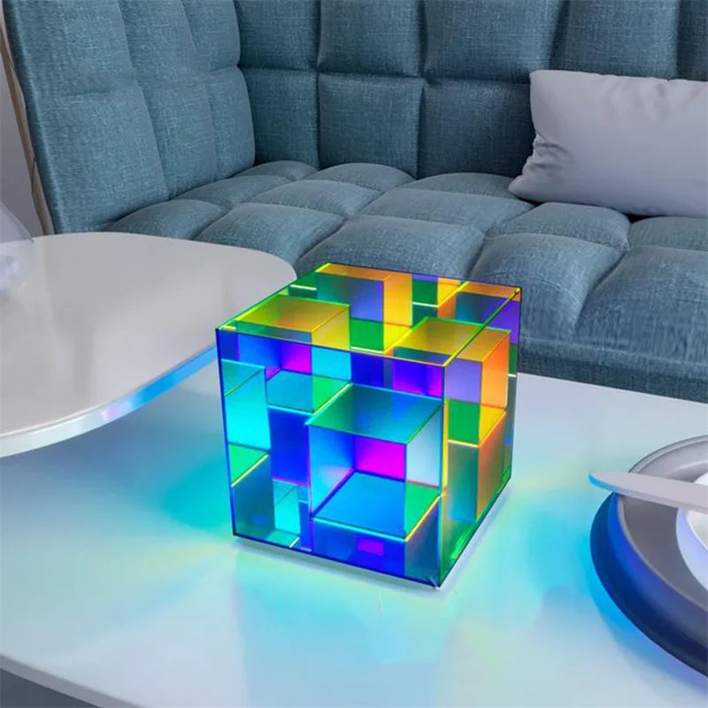 LED Square Color Cube Table Lamp for Home Bedroom Decoration