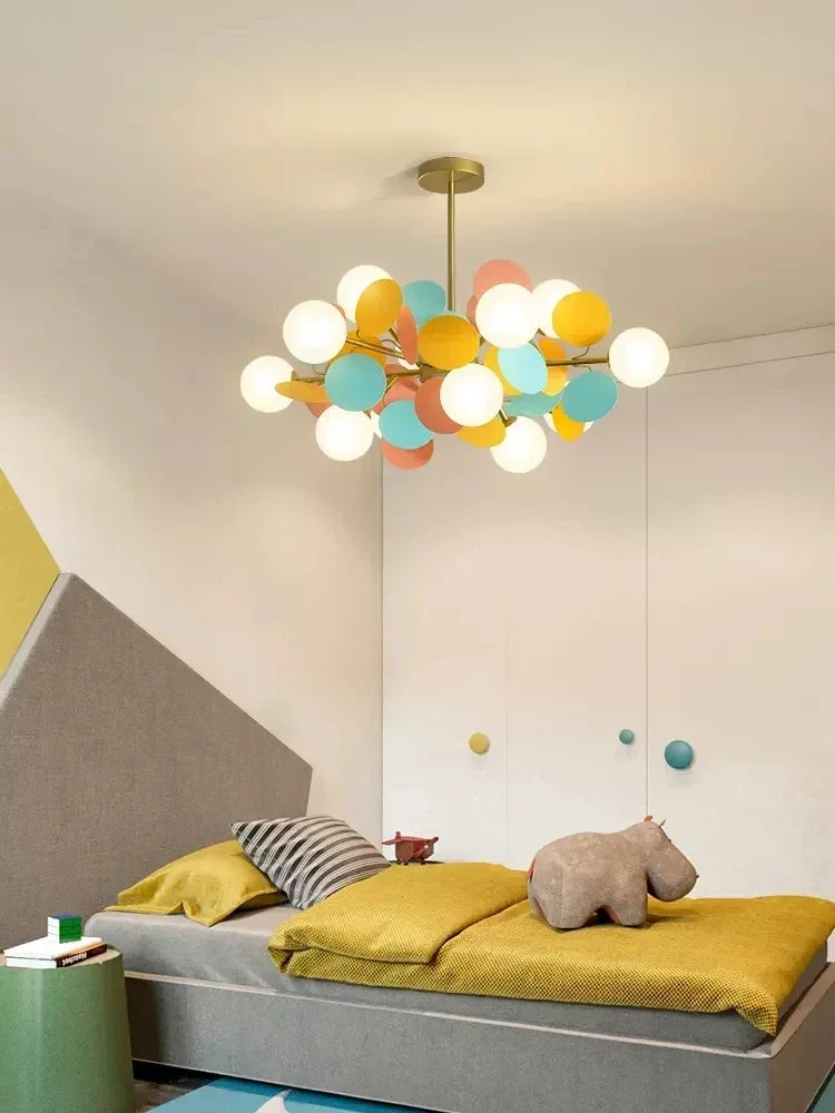 Glass Hanging Ceiling Lamp for Kids Room, Living Room, Bedroom - Modern Chandelier & Home Decor