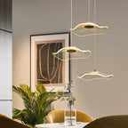 Modern LED Lotus Chandelier for Staircase Dining Room Luxury Gold Hanging Lamp