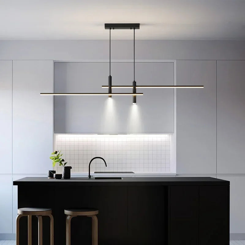Simple Lines LED Chandelier for Dining Room and Bar Counter