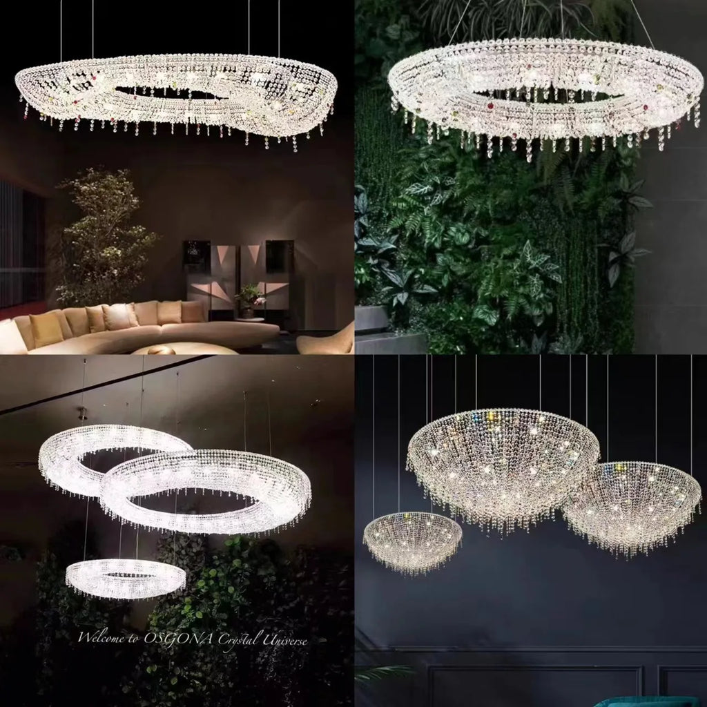 Oval LED Crystal Chandelier for Modern Living Dining Room Decor