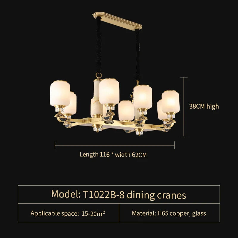 Copper Jade Chandelier: Elegant Wind Light for Living Room, Restaurant, or Tea Room