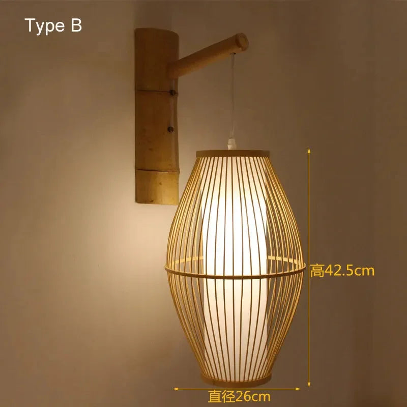 Bamboo Wall Lights: Retro Hand-woven Luminaire for Bedroom, Corridor, Hotel, Restaurant Decor
