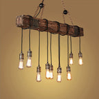 Retro Wood E27 LED Ceiling Chandelier - Industrial Vintage Pendant Lights