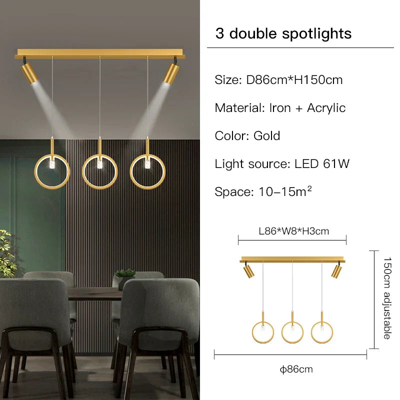 LED Dining Chandelier: Modern Pendant Light for Home Decor & Bar Counter