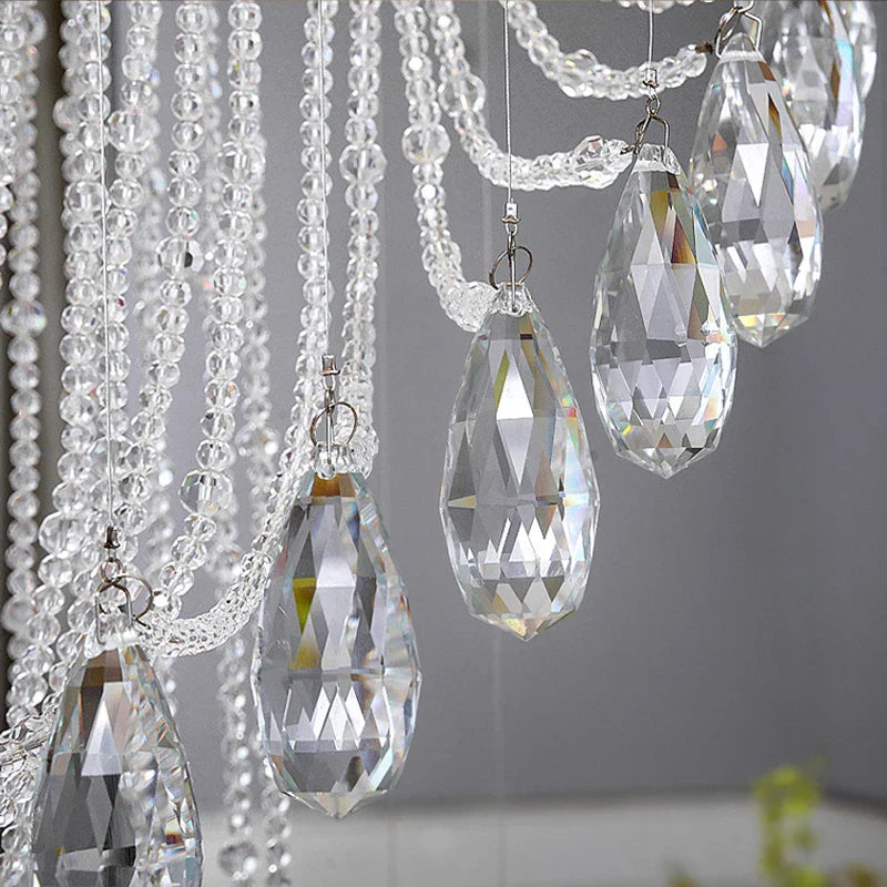 Modern Spiral Crystal Chandelier LED Pendant Light for Hotel Villa Decor