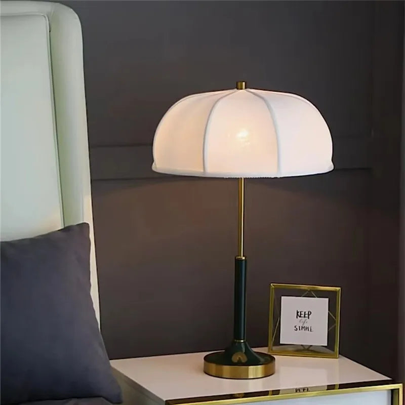 European Style Fabric Table Lamp for Living Room, Bedroom, Study - E27 Bedside Light