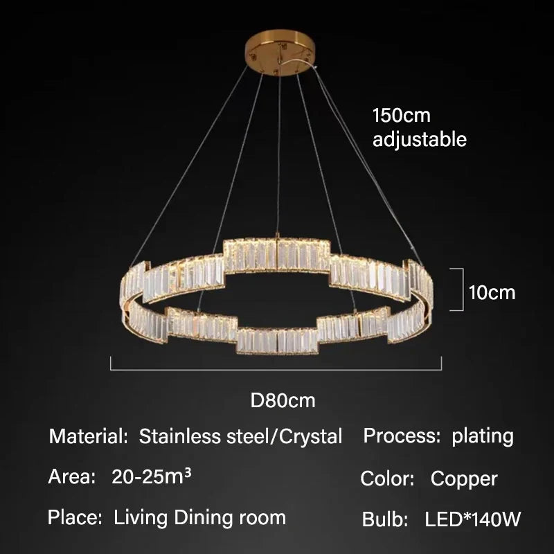 Crystal Pendant Light for Modern Luxury Living, Dining, or Kitchen Decor