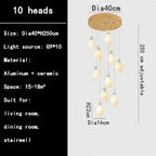 Magnolia Ceramic LED Chandelier for Duplex Living Room and Dining Room