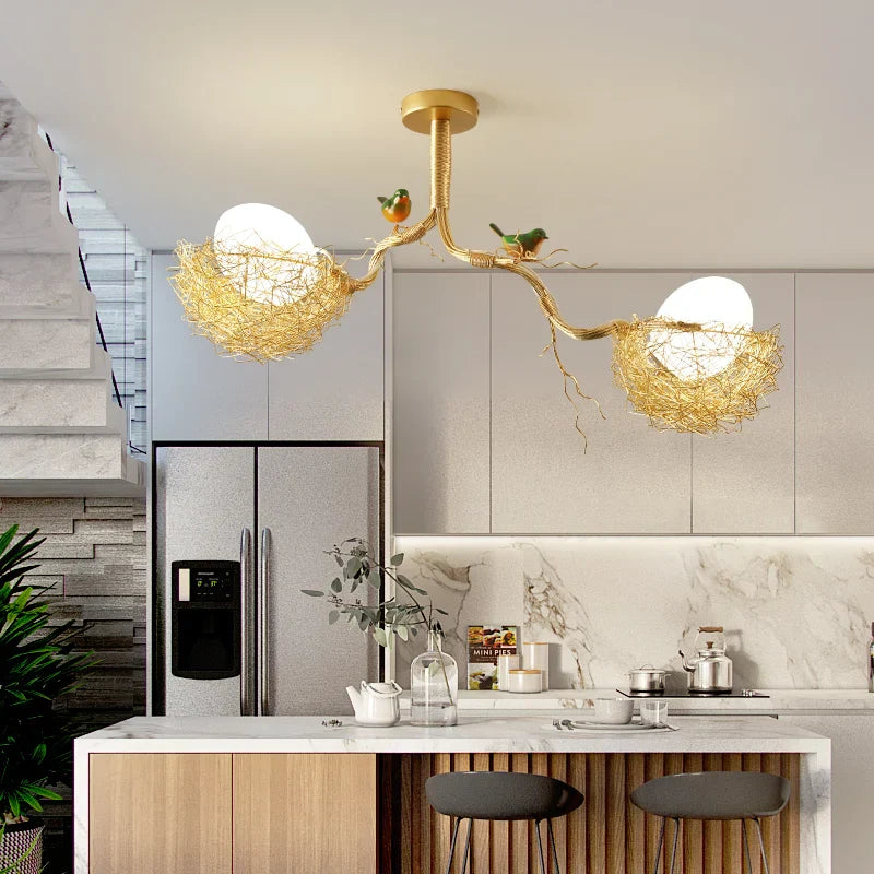 Modern Gold Glass Ball Pendant Light Chandelier for Living Room Bedroom Kitchen