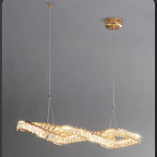 Gold Metal Crystal Pendant Light Luxury Dimmable LED Hanging Lamp