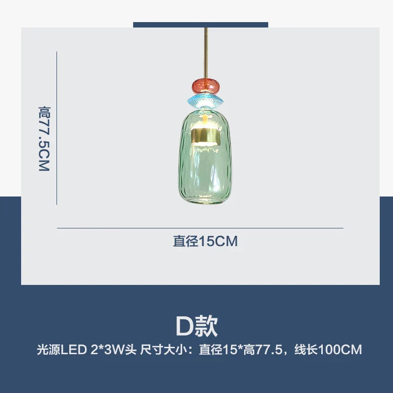 Nordic Glass Candy Pendant Lights for Living Room Bedroom Children Decor