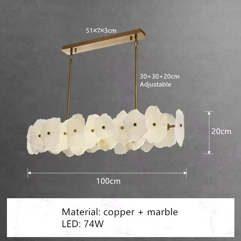 Natural Marble LED Chandelier for Luxury Living Room Art Deco, Dining Room Lighting