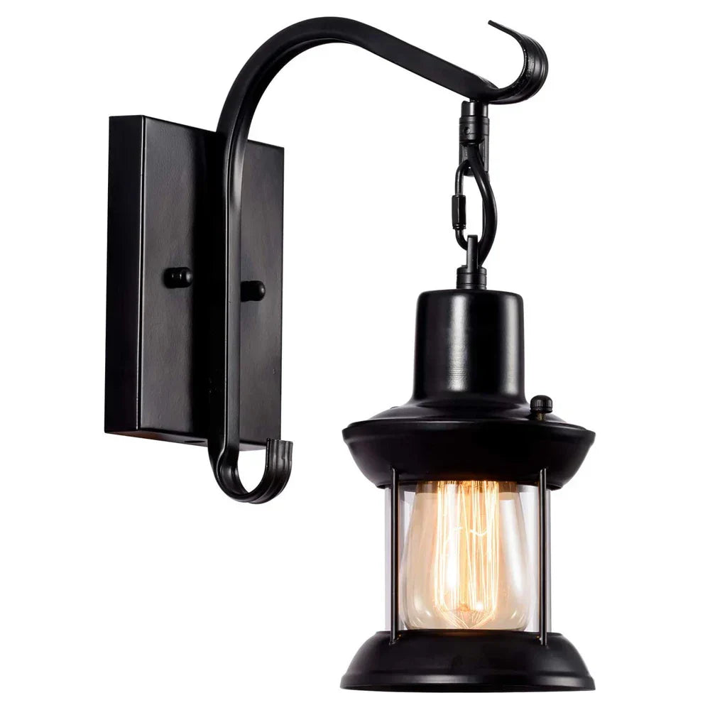 Industrial Vintage Wall Light: Retro Metal Indoor Fixture with Glass Shade Cover