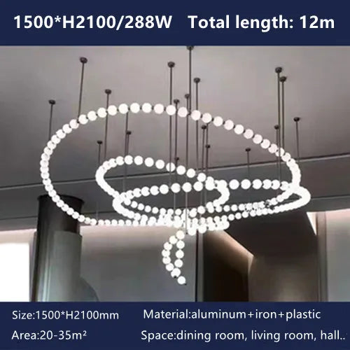 Pearl Necklace Chandelier: Modern Luxury Pendant Light for Living Room, Staircase, Foyer