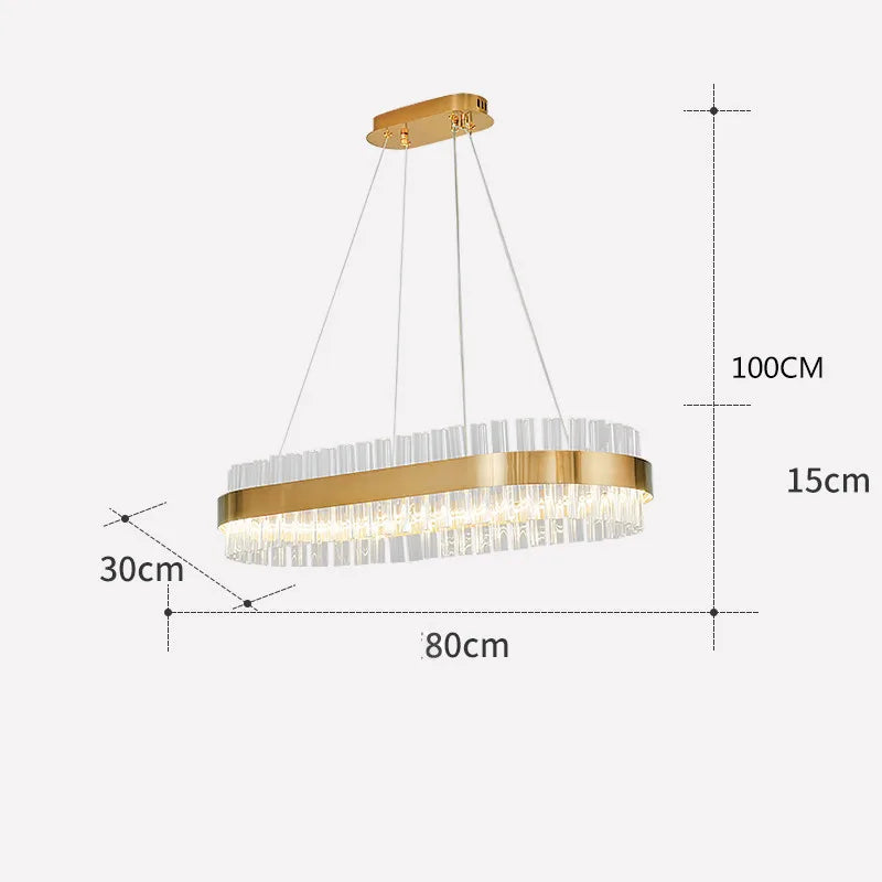 LED Crystal Pendant Light: Modern Nordic Round Chandelier with Dimmable Gold Finish