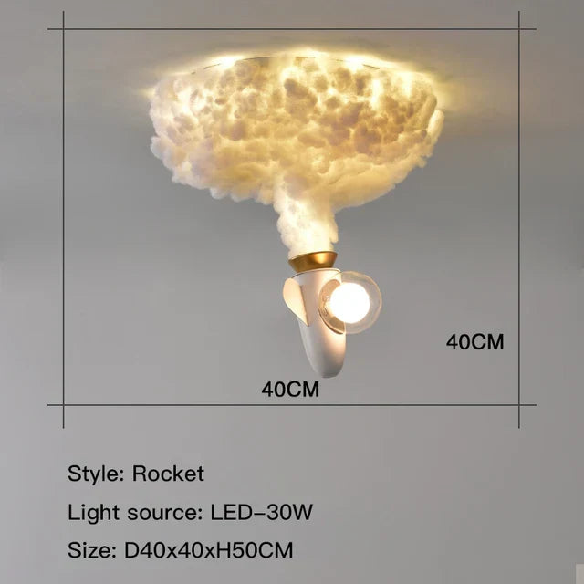 Rocket LED Pendant Light for Kids' Bedroom Study Nursery, Creative Jet Ceiling Chandelier
