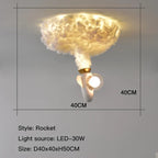 Rocket LED Pendant Light for Kids' Bedroom Study Nursery, Creative Jet Ceiling Chandelier
