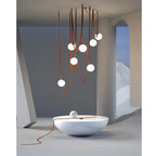 Modern Leather Staircase Villa Chandelier Glass Ball Dining Room Lighting
