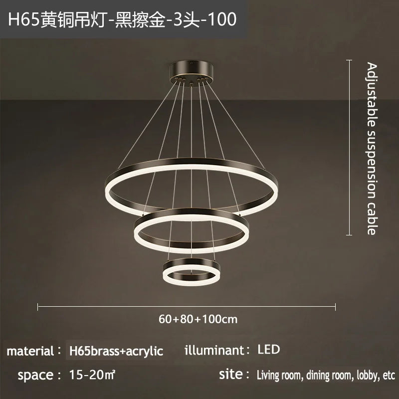 Nordic Circular Chandelier Hanging Pendant Light for Living Room and Dining Room
