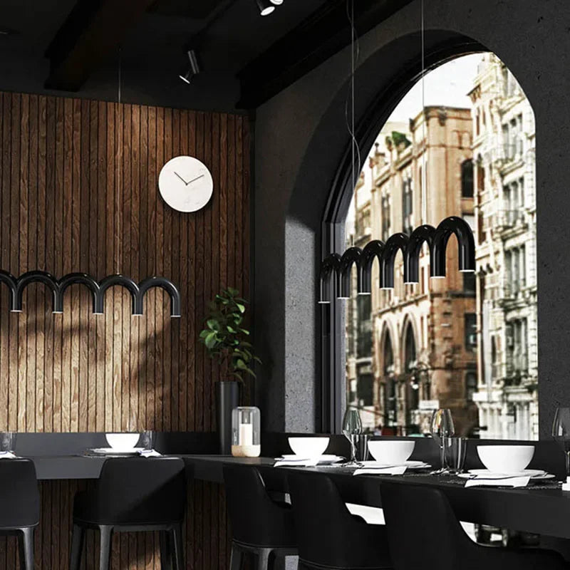 Nordic Arch LED Chandelier: Modern Art U-shaped Pendant Lamp for Kitchen, Dining, and Bar décor