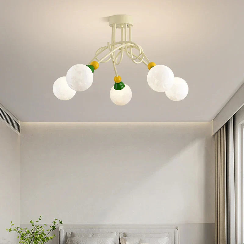 Nordic LED Pendant Light White Red 3 Heads 5Head Dining Room Kitchen Living Room