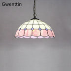 Tiffany Square Pendant Light, Stained Glass Hanging Lamp for Home Decor