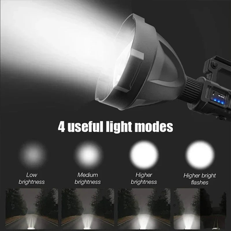 Portable LED Spotlight: Rechargeable, Waterproof & Mountable