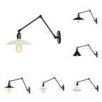 Retro Long Arm Bedside Wall Lamp with Switch - Black