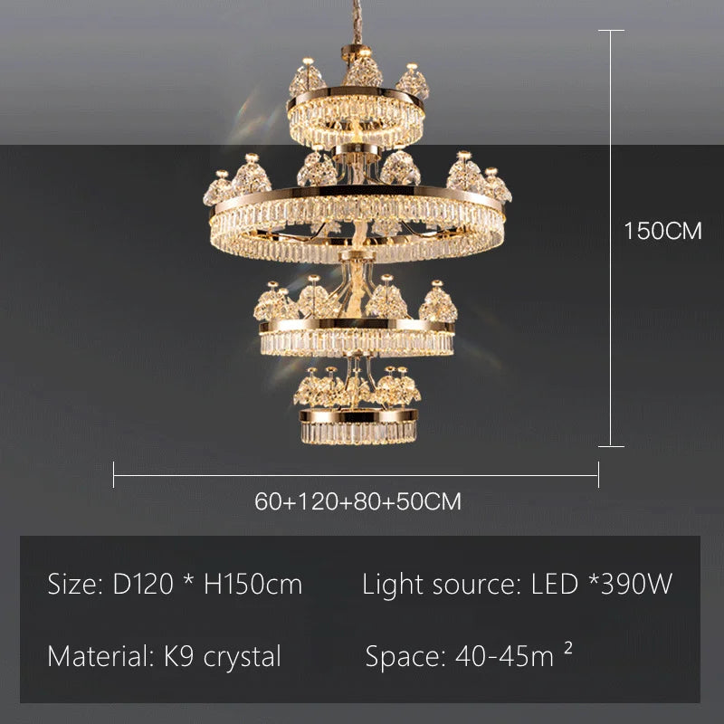 Luxe Crystal Ceiling Chandelier - Elegant Home Decor Hanging Light for Living Room