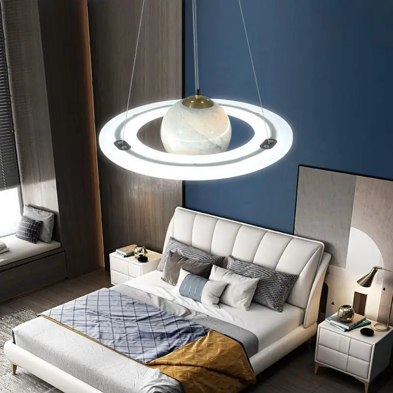 Astronaut Ball LED Light: Modern Boys Room Decor, Acrylic Planet Earth Pendant