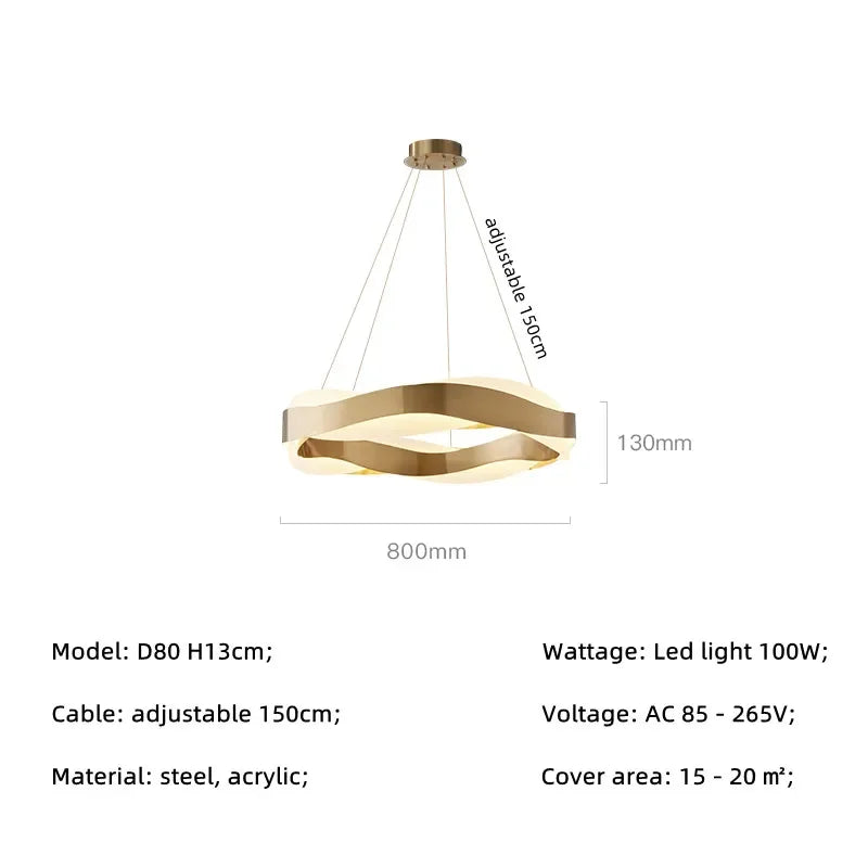 Modern Steel LED Pendant Lights Acrylic Lustre Hanging Lamp for Dining Room