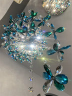 Flower Crystal Chandelier Staircase Lighting for Modern Living Room & Hotel Lobby