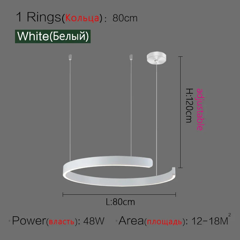 LED Ring Chandelier for Home Decor - Modern Nordic Style Lighting