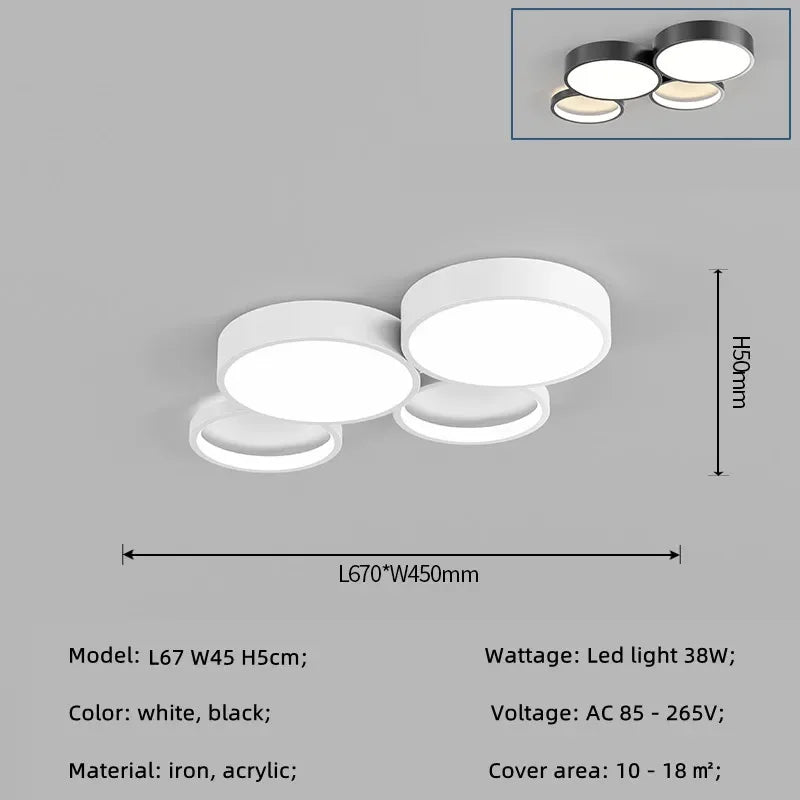 Modern Circles LED Ceiling Light for Living Room Bedroom