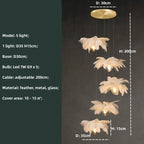 Ostrich Feather Glass Chandelier Lighting for Modern Staircase and Home Decor