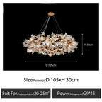 Kapok Flower Glass Crystal Chandelier for Living Room Dining Bedroom