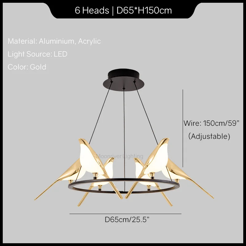 Modren Style Magpie Bird Chandelier Pendant Light for Children's Room