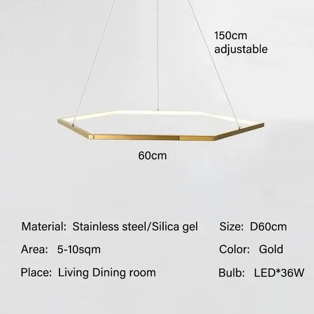 Modern Luxury Hexagon LED Pendant Chandelier for Living Room and Bedroom