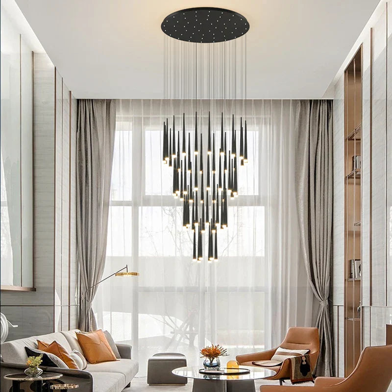 Modern LED Tapered Chandelier for Living Room, Kitchen, and Hall