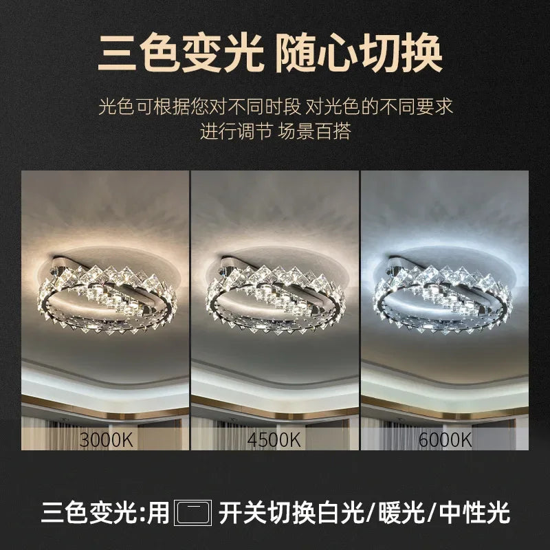 Crystal Ceiling Light: Modern LED Warmth for Living Room & Bedroom