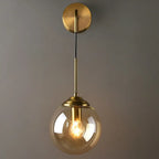 Golden Glass Ball Wall Sconce Light Fixture for Modern Living Room Decor