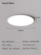 Round LED Ceiling Lamp - Modern Minimalist Dimmable Lighting Fixtures