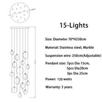 Marble LED Chandelier | Modern Luxury Staircase & Lobby Light Fixture