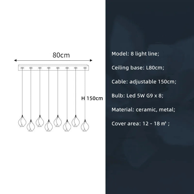 Magnolia Flower G9 LED Chandelier - White Luxury Pendant Light Fixtures