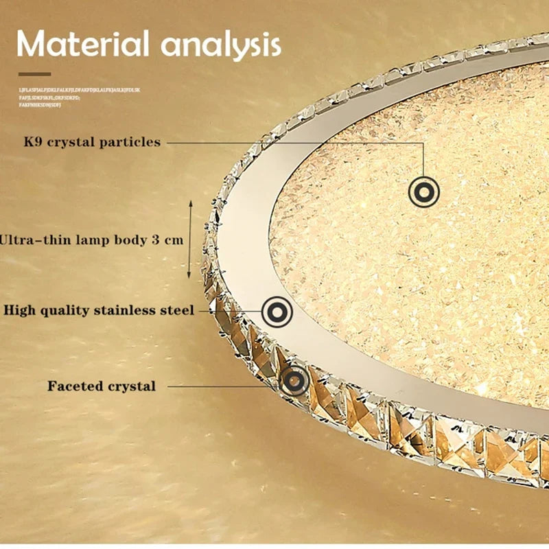 Crystal Round Ceiling Lamp Elegant LED Lighting for Bedroom & Living Room