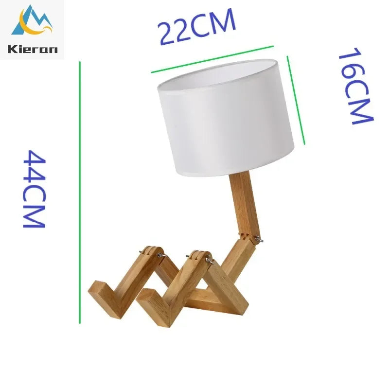 Solid Wood Doll LED Table Lamp for Bedroom Study Living Room